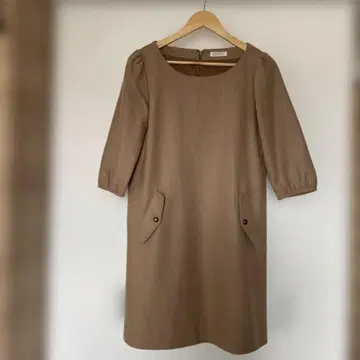 pour la frime 브라운 7부 소매 원피스