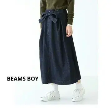 BEAMS BOY 메디컬 스커트 인디고 데님 빅 사이즈