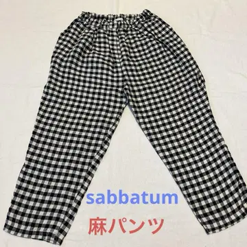 시착만 한 상품 sabbatum 깅엄 체크 린넨 캐주얼 팬츠