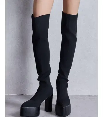 GYDA 청키 밑창 KNEE 니트 부츠 니하이 24.5cm