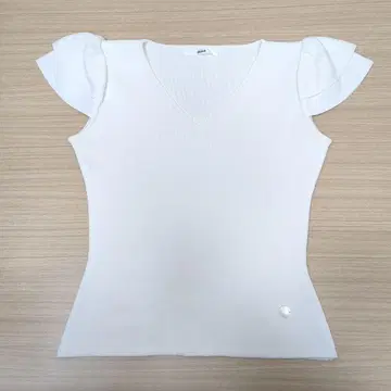 Ren 프릴 소매 프렌치 슬리브 V넥 니트탑