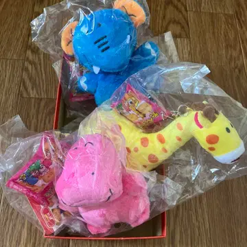 타베코 동물 봉제 인형 키링 (코끼리, 기린, 하마)