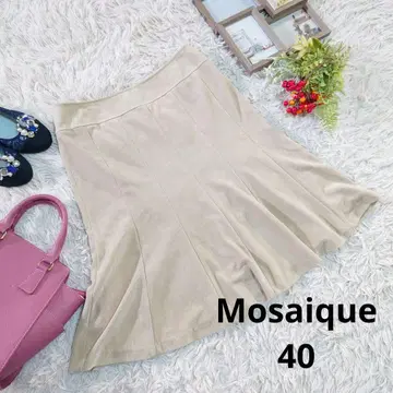 일본제 Mosaique 무릎 기장 스커트 (L 상당) 베이지