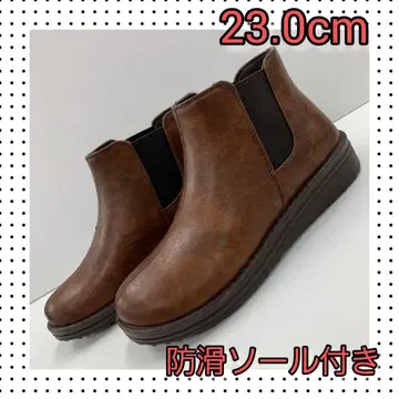 새상품 23.0cm 사이드 고어 부츠 넓은 폭 트렌드 부츠 브라운