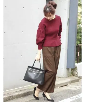 SPICK AND SPAN 마톤 슬리브 페플럼 풀오버 보르도 프리