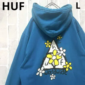 HUF 하프 후드티 맨투맨 사이즈 L 꽃무늬 트라이앵글 풀오버
