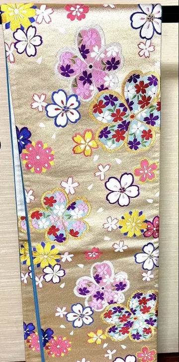 샴페인 골드 벚꽃 패턴 후쿠로 오비