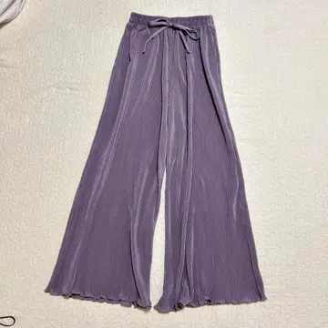 그레일 리브 와이드 팬츠 프릴 밑단 허리밴딩 얇은 소재 a2250