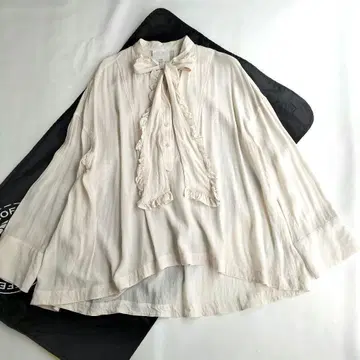 진 헤븐스 프릴 보타이 긴팔 블라우스 오버 사이즈 리본 프리