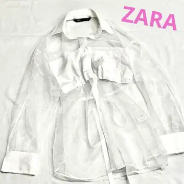 ZARA 시어 블라우스 뷔스티에풍 리본