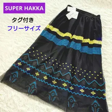 [ 새상품 택 포함 ] 슈퍼 하카 튤 롱 플레어 레이스 자수 블랙 컬러