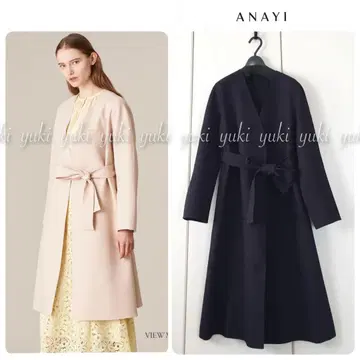 ANAYI 카르제 리버 롱 코트 네이비