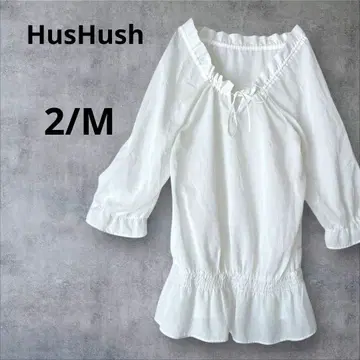해시태그 아쉬 블라우스 프릴 넥 개더 리본 시어 2/M