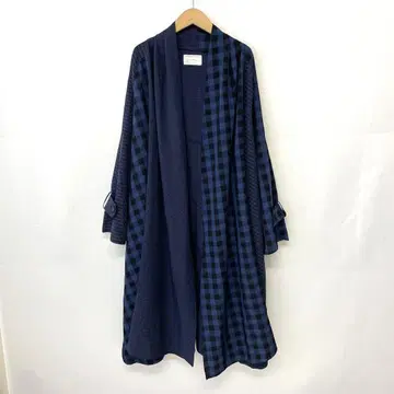 antiqua 안티카 체크 무늬 트렌치풍 코트 겉옷 네이비 x 블랙