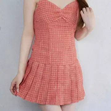 미사용 새상품 EATME 헤임 플리츠 트위드 원피스