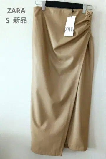 미사용 새상품 ZARA 베이지 인조 가죽 타이트 스커트 S