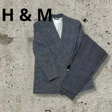 H&M 테일러드 자켓 팬츠 세트 그레이 계열 체크 EUR 38