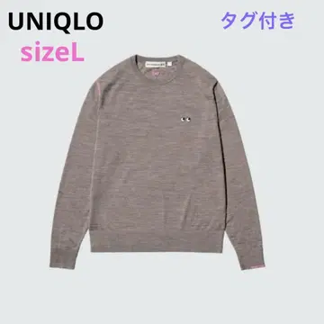유니클로 안야 힌드마치 메리노 크루넥 스웨터 브라운 L