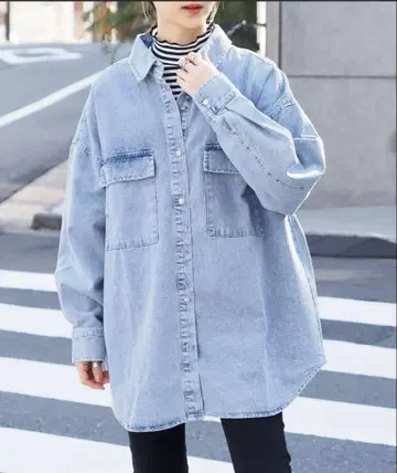 빅 사이즈 데님 셔츠 자켓 오버 사이즈