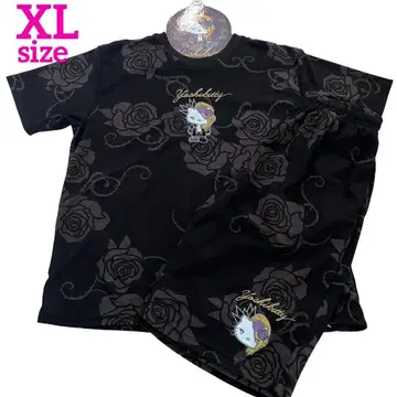 새상품 yoshikitty 남녀 공용 검은 장미 셋업 XL 상하의 세트