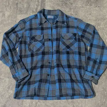 70s PENDLETON 펜들턴 보드셔츠 파랑 블랙