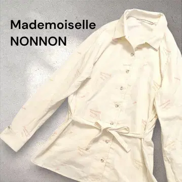 Mademoiselle NON NON 논논 로고 자수 리본 셔츠
