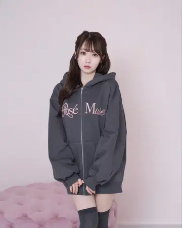 차콜 로고 집 후디 로제 뮤즈