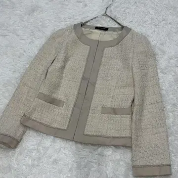 UNITED ARROWS 노카라 트위드 자켓 베이지 사이즈 38