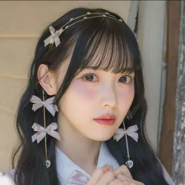 ROJITA 리본 달린 체인 머리띠 핑크