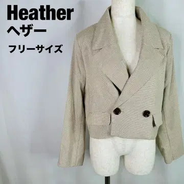 Heather 헤더 체크 무늬 더블 브레스트 자켓 숏 기장 a16
