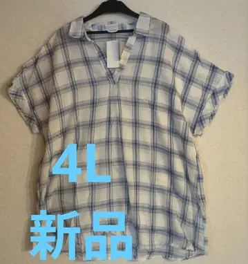 4L 체크 무늬 셔츠 체크 무늬 블라우스 새상품 빅 사이즈 루즈한 사이즈