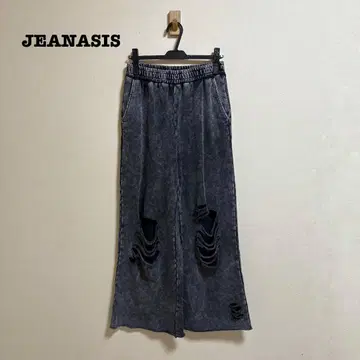 새상품급 JEANASIS 데미지 가공 스웨트 팬츠 데미지 가공