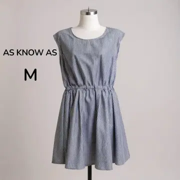 AS KNOW AS 원피스 스트라이프 슬리브리스 M 눈물 트임 안감 부착