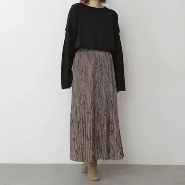 프리즈마트 제브라 패턴 와셔 플리츠 스커트