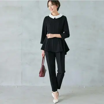 RUIRUE BOUTIQUE 페플럼 상의와 팬츠 2세트 수트