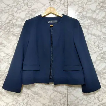 ZARA 자라 노카라 자켓 수트 어깨 패드 L 겉옷 네이비 포멀