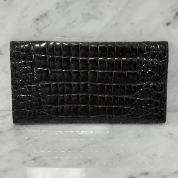 새상품급 crocodile 크로커다일 장지갑 블랙 에나멜 천연 가죽