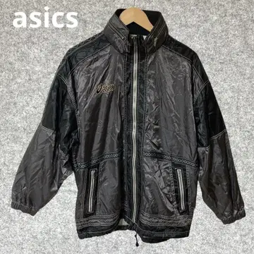 asics 블랙 후드 부착 자켓