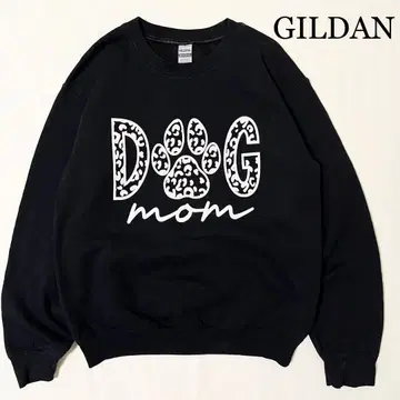 [ 블랙 ] dog mom 발바닥 프린트 맨투맨 트레이닝복 GILDAN