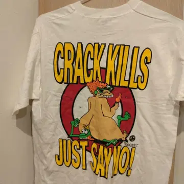 80-90s CRACK KILLS 티셔츠 USA제 프룻 오브 더 룸