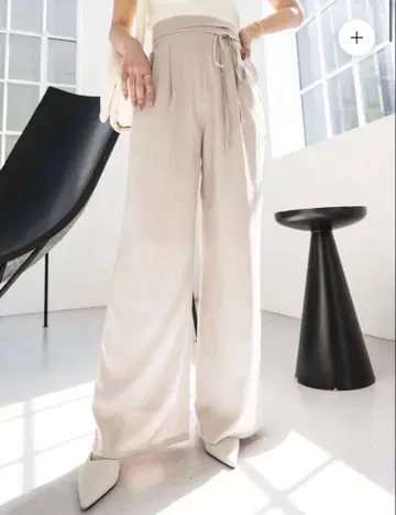 허리 코드 새틴 WIDE-PANTS