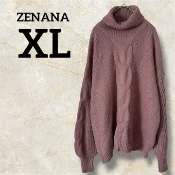 ZENANA [ XL ] 핑크 터틀넥 스웨터 케이블 짜임