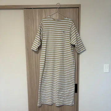 BEAMS BOY Lacoste 보더 5부 소매 원피스 38