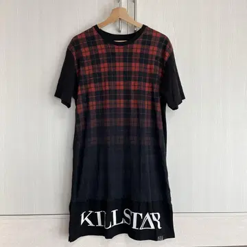 킬스타 빨간색 체크 T셔츠 원피스 L
