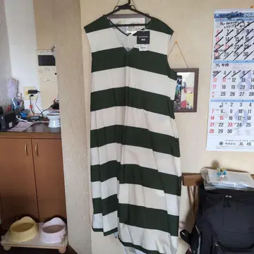 marimekko 스트라이프 슬리브리스 원피스 XXL