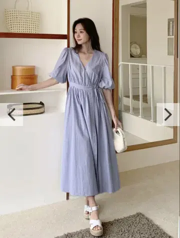 LINEN CACHE COEUR PUFF DRESS