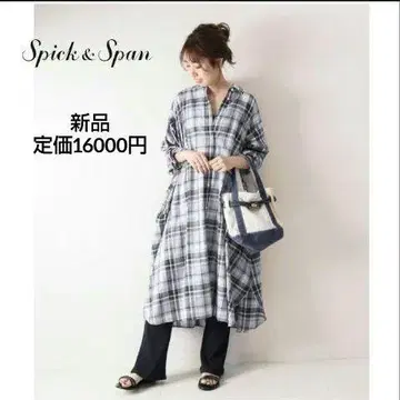 새상품 spick & span 셔츠 원피스 그레이 롱 프리 체크