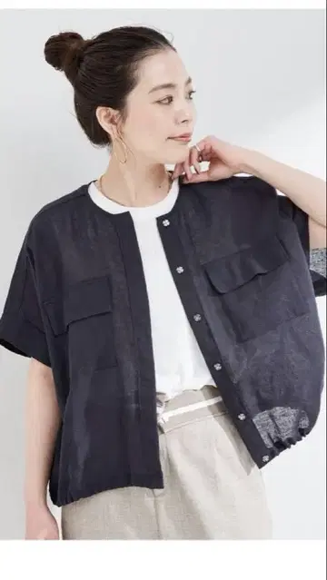 BC.STOCK 린넨 블렌드 메쉬 돌먼 블루종
