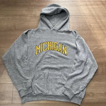 Russell MICHIGAN 후드티 L 사이즈 그레이 금색 택