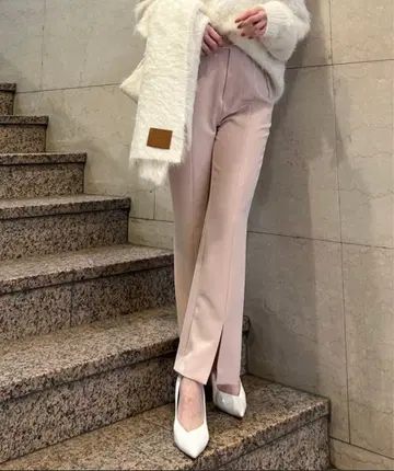 핑크 슬릿 플레어 팬츠